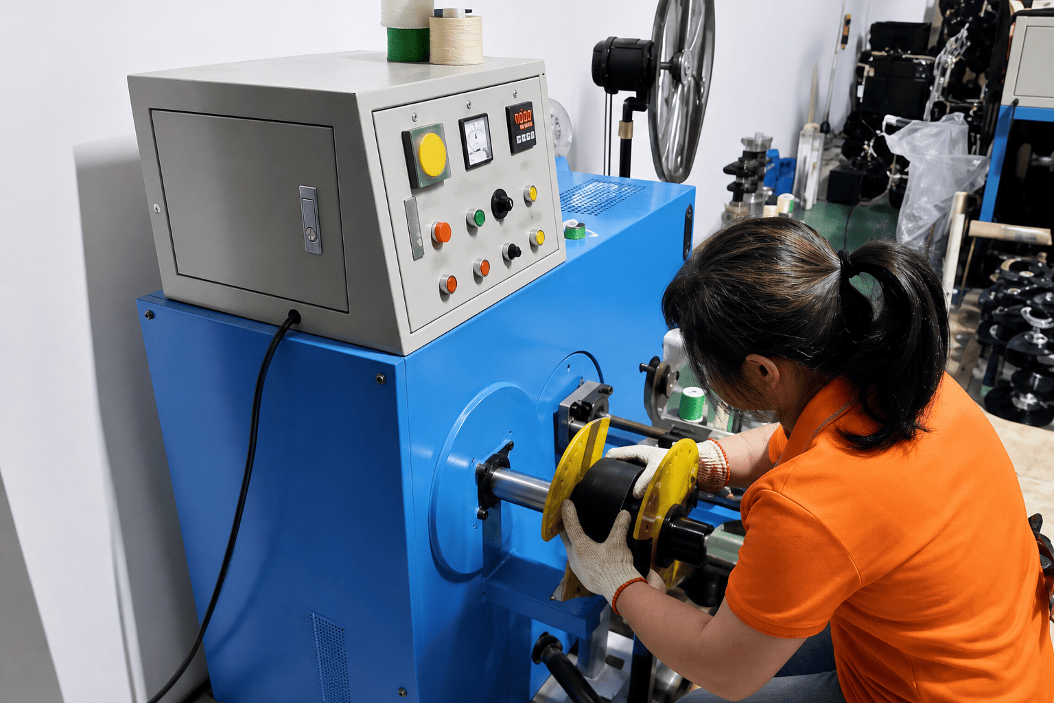 Automated cable coiling equipment for finished HDMI fiber optic cables