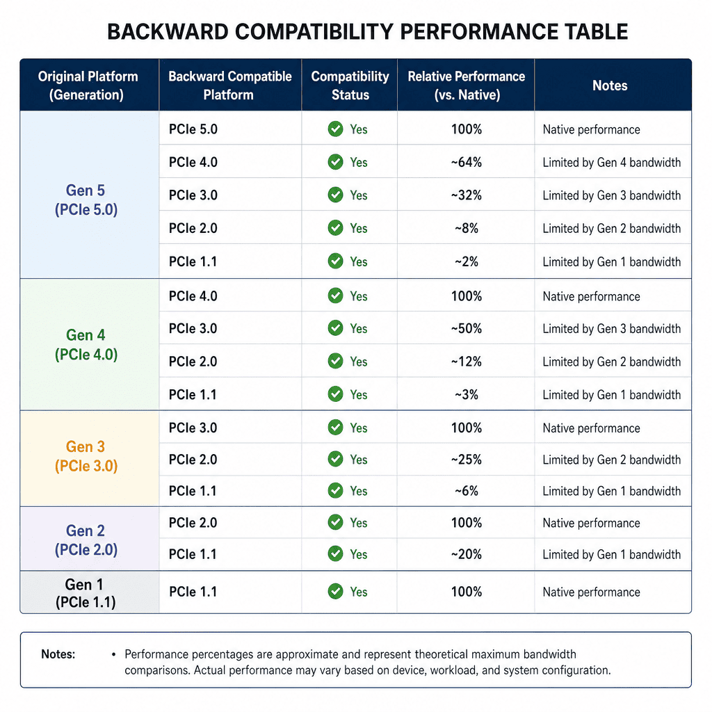 Backward Compatibility Performance Table