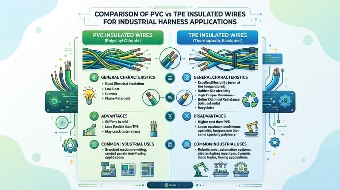 Comparison of PVC and TPE insulated wires for industrial harness applications