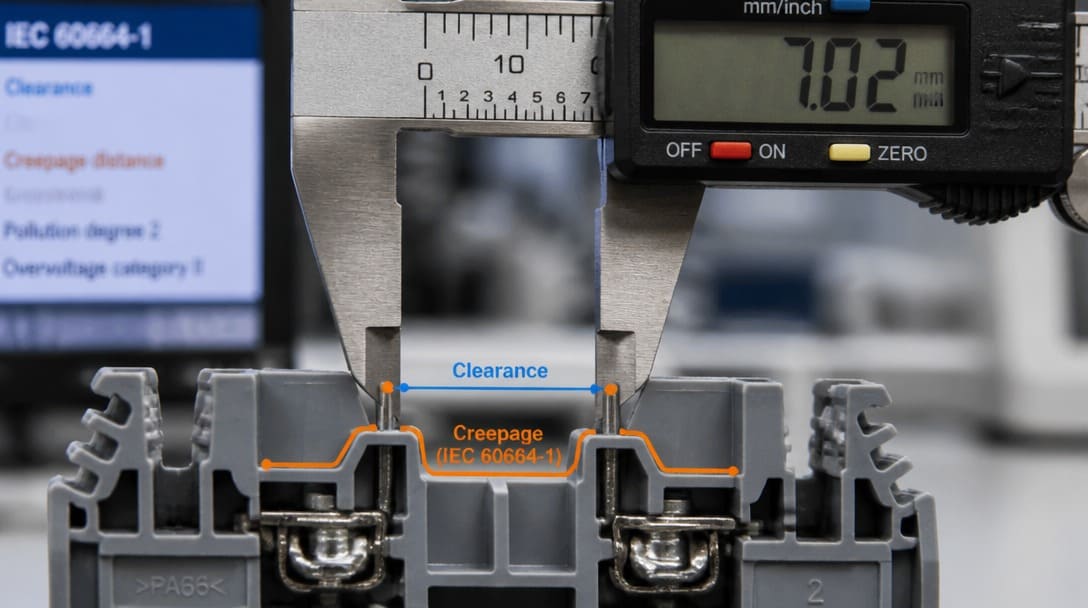 Creepage and clearance distance measurement on terminal block housing