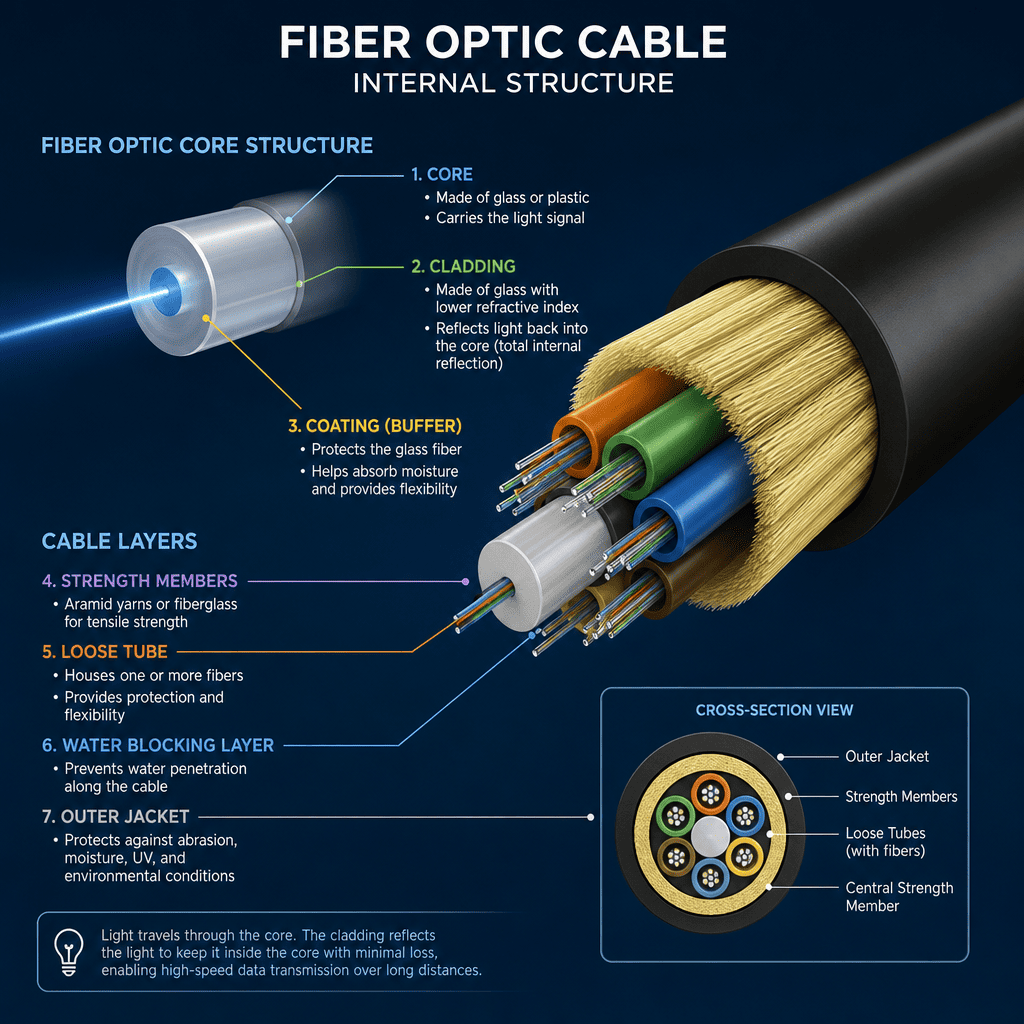 Fiber optic internal structure