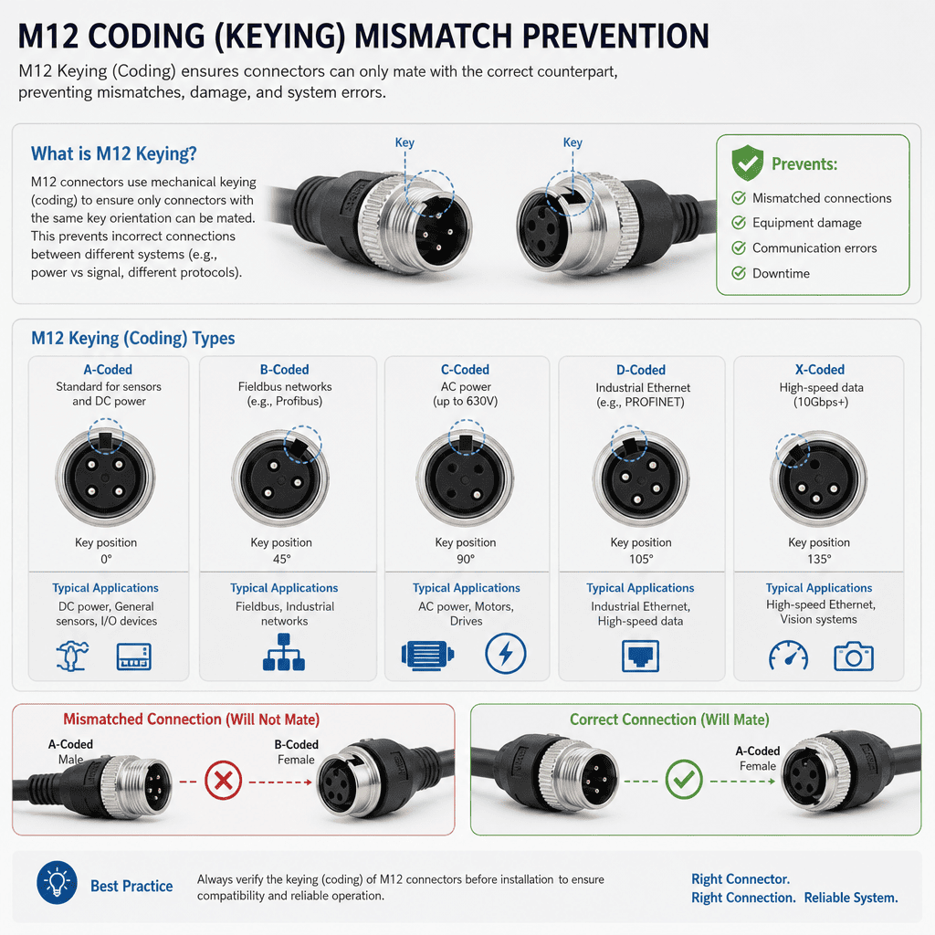 M12 Keying Mismatch M12 coding keying mismatch prevention