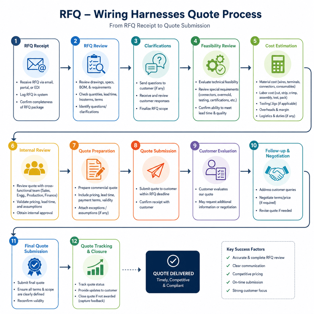 Fast RFQ response for wire harness manufacturing RFQ wiring harnesses quote process
