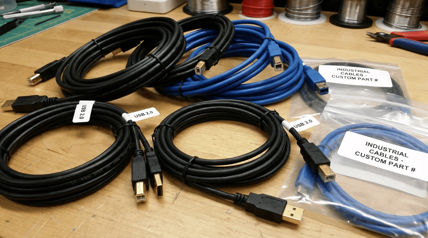 USB-A cable assemblies in various lengths