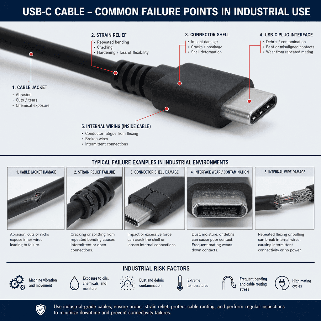 USB-C cable common failure points in industrial use USB-C cable industrial failure