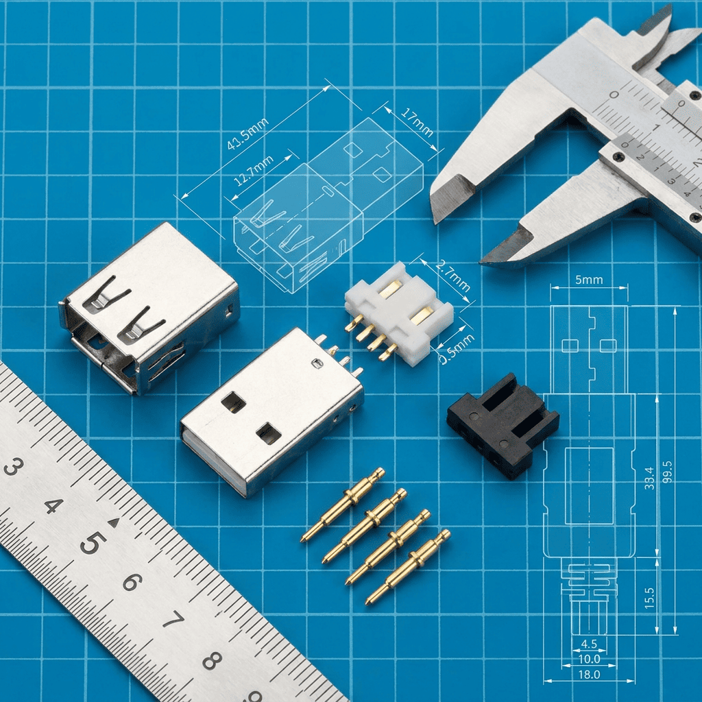 USB Type-A Type-B Type-C physical dimensions USB connector physical specifications