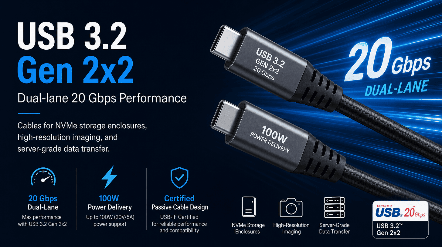 USB 3.2 Gen 2x2 high-speed cable assembly