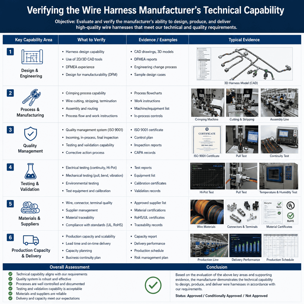 Verifying wire harness manufacturer technical capability Technical Verification Process