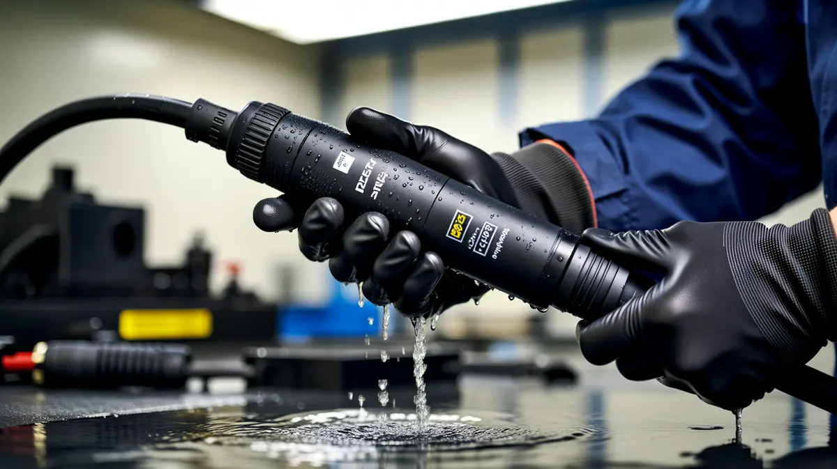 A black waterproof cable assembly
