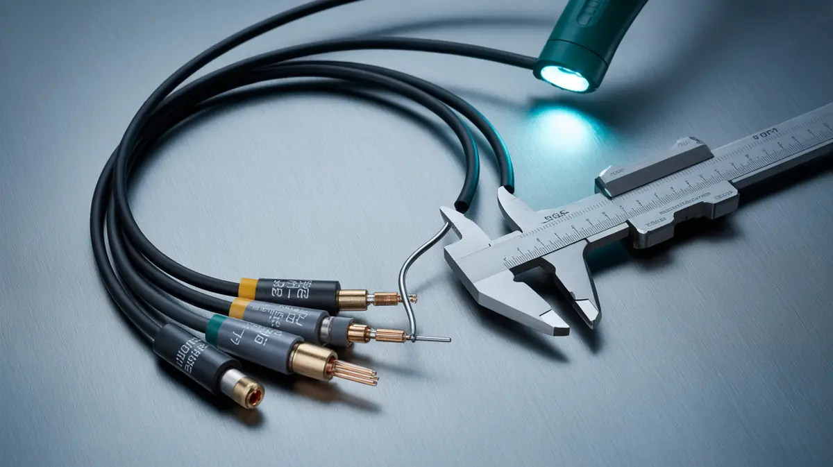 Quality technician performing a pull-force test on a wire harness crimp using a calibrated digital gauge