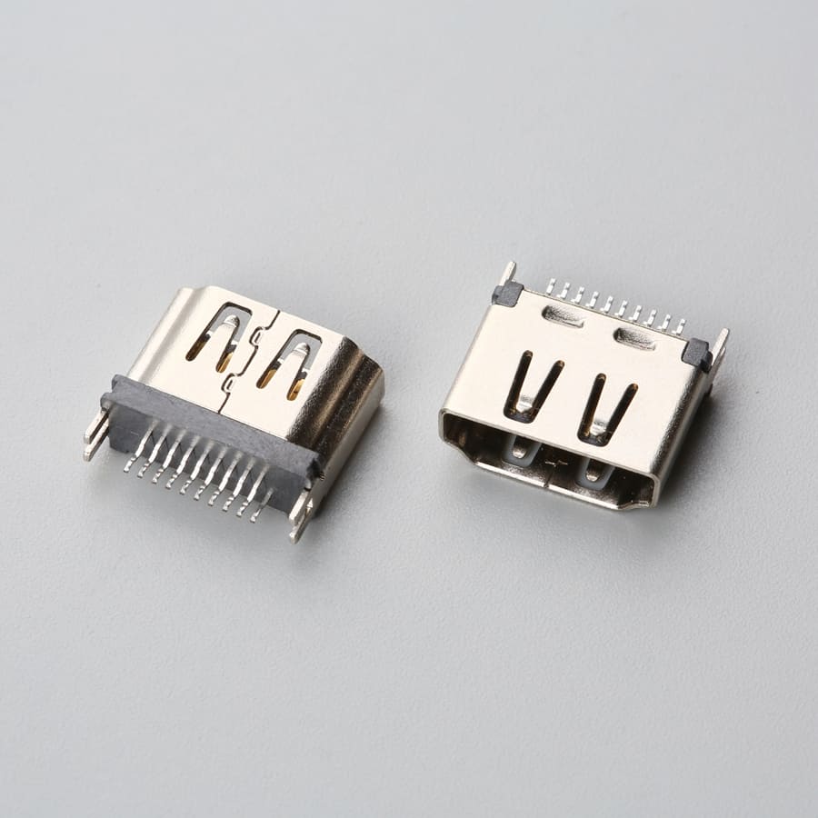 HDMI Type A 19-Pin Female 180° Straddle Mount Connector (1.20mm PCB)