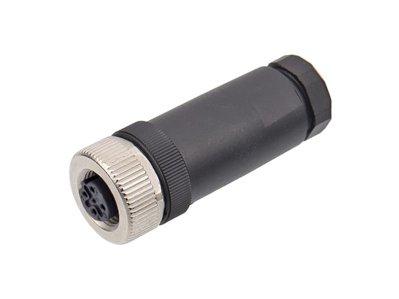 M12 B-Code 5-Pin Female Straight Field Wireable Screw Termination Connector Socket | EDOM