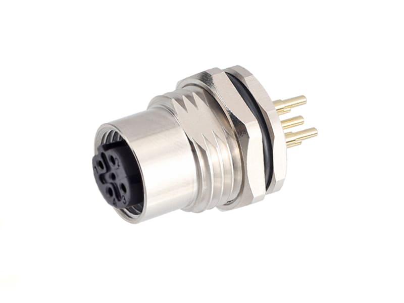 M12 Female Rear Panel Mount Connector 4-17 Pin PCB Solder PG9/M16x1.5 | EDOM