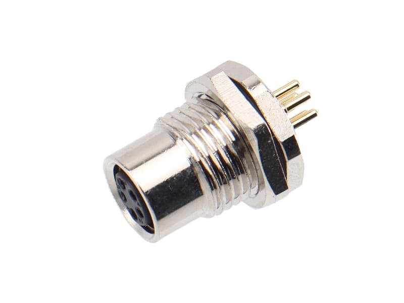 M8 Circular Panel Front Mount Socket Female PCB Solder Pin Connector | EDOM