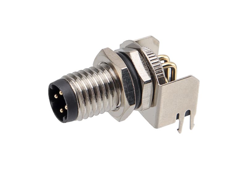 M8 Circular Plug 3 to 8-Pin Male Right Angle Panel Mount PCB Solder Connector | EDOM