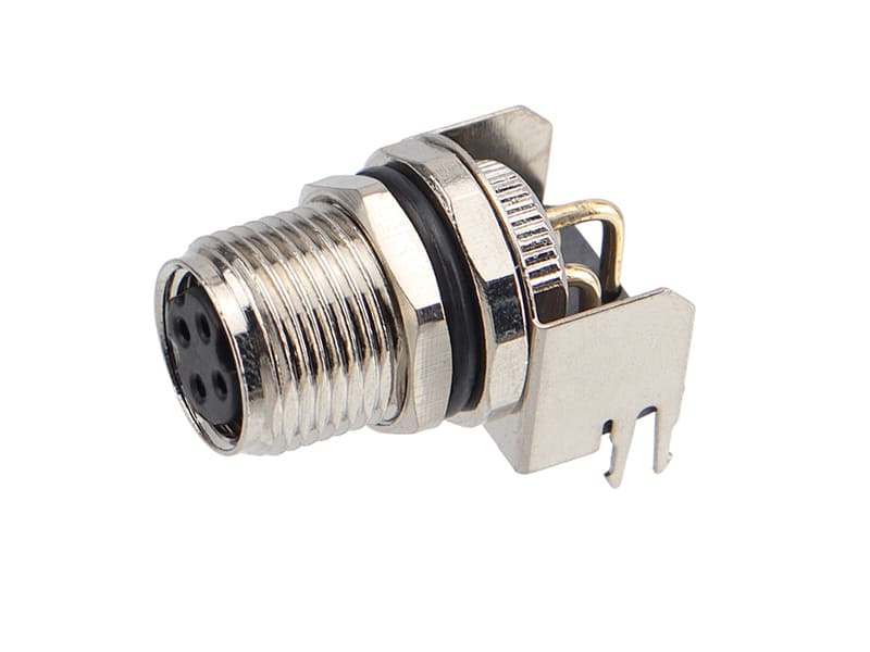 M8 Circular Receptacle 3 to 8-Pin Female Right Angle Panel Mount PCB Solder Connector | EDOM