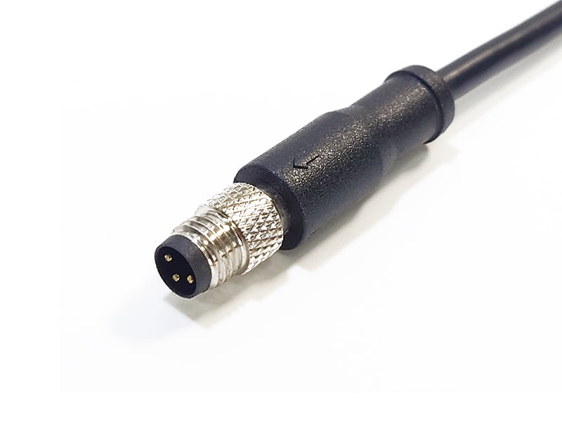 SENSOR CONNECTOR M8 PLUG 3POS MALE CABLE ASSEMBLY IP67 WATERPROOF