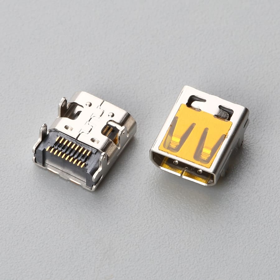 Micro HDMI Type D 19-Pin Female Connector, Top-Mount Dual-Row SMT, Center Height CH=1.55mm | EDOM