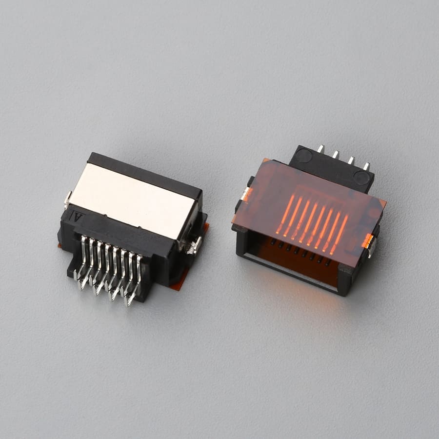 RJ45 8P8C Female Modular Jack Half-Shield Mid-Mount Sinking H5.50 DIP Type | EDOM