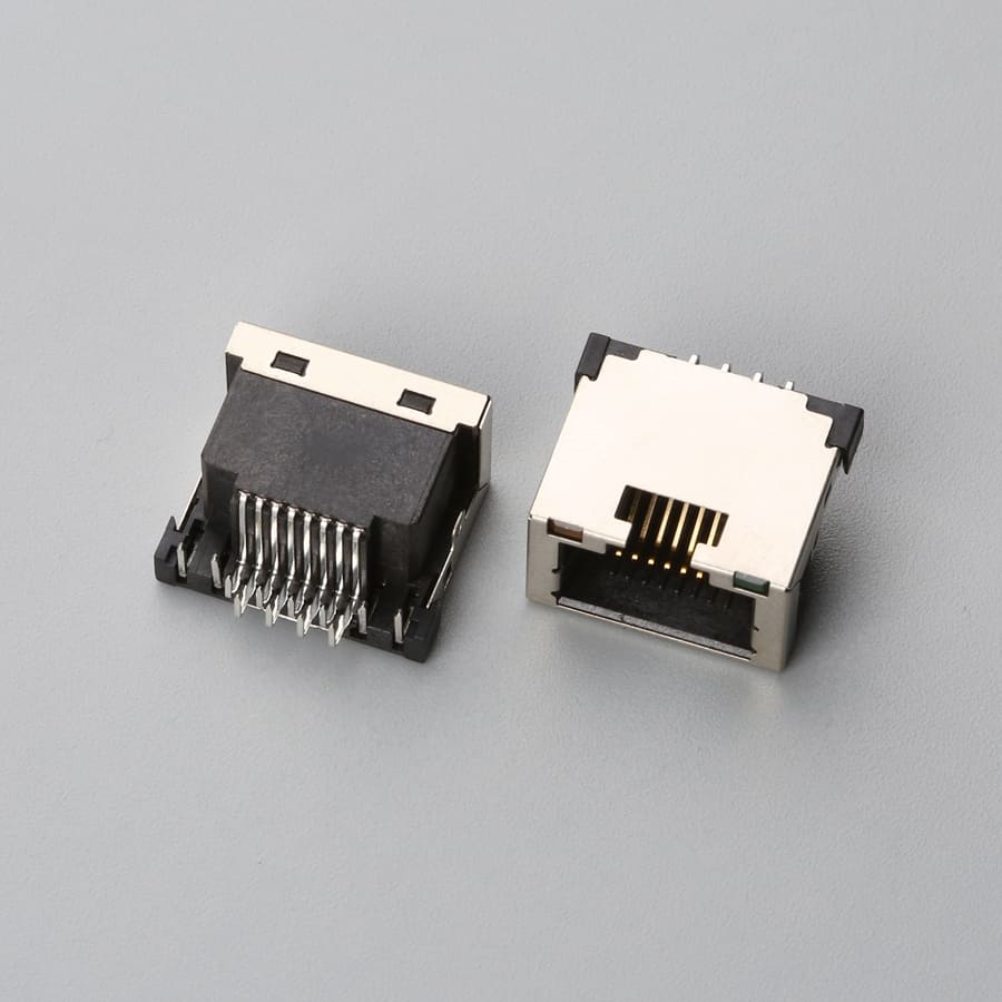 RJ45 8P8C Female Modular Jack Mid-Mount Sinking H2.95 DIP with LED | EDOM