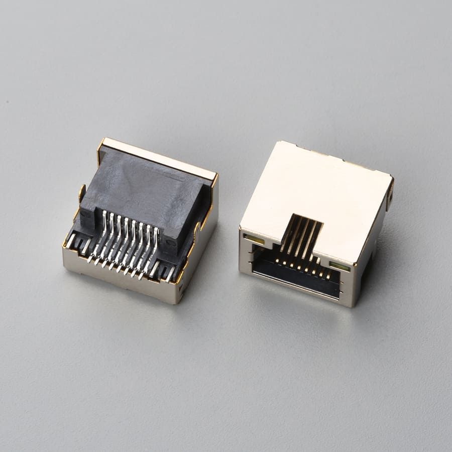 RJ45 8P8C Female Modular Jack Mid-Mount Sinking H4.20 SMT with LED | EDOM