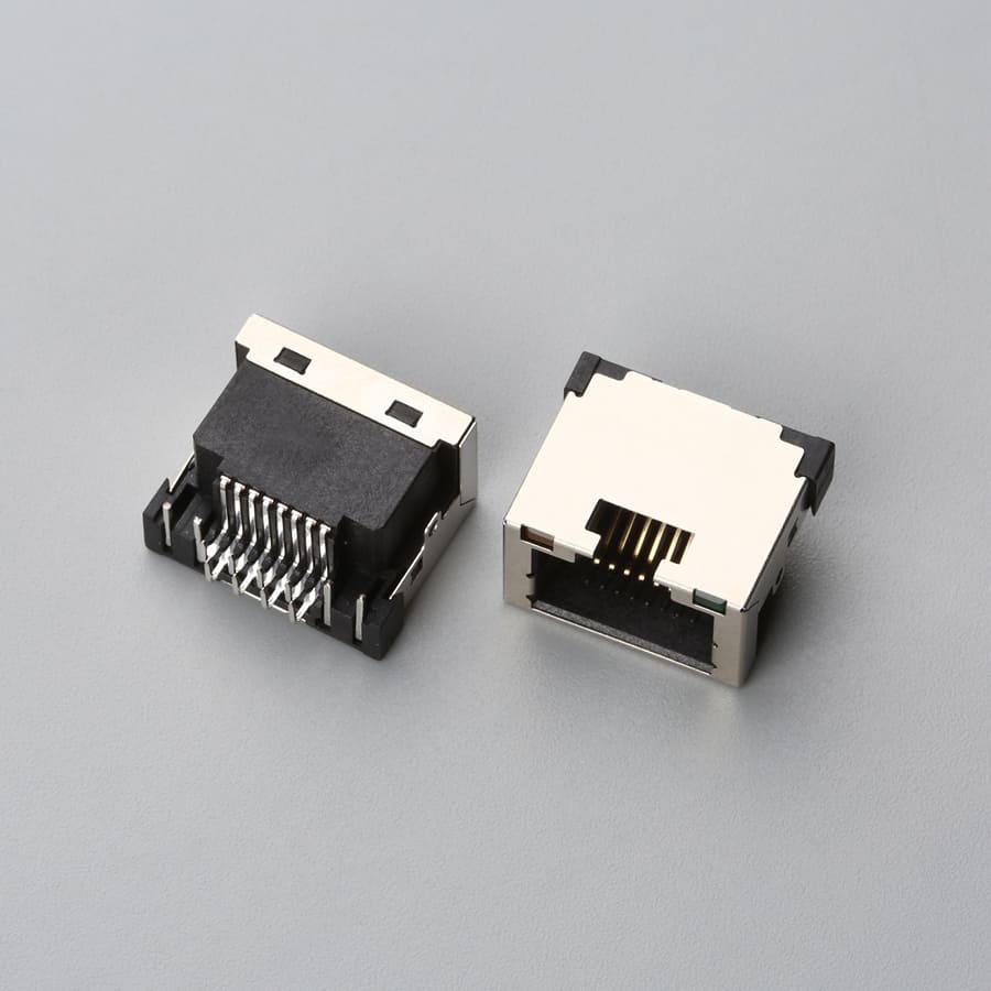 RJ45 8P8C Female Modular Jack Mid-Mount Sinking H4.30 DIP with LED | EDOM
