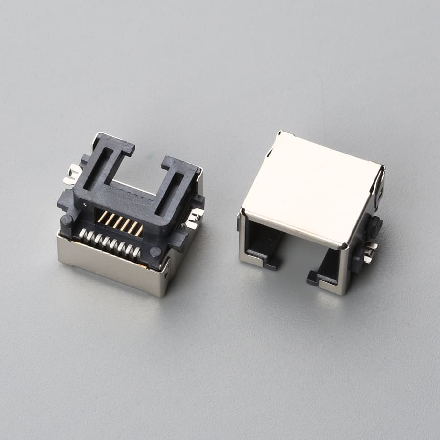 RJ45 8P8C Female Modular Jack Mid-Mount Sinking H8.60 SMT Full-Shield | EDOM