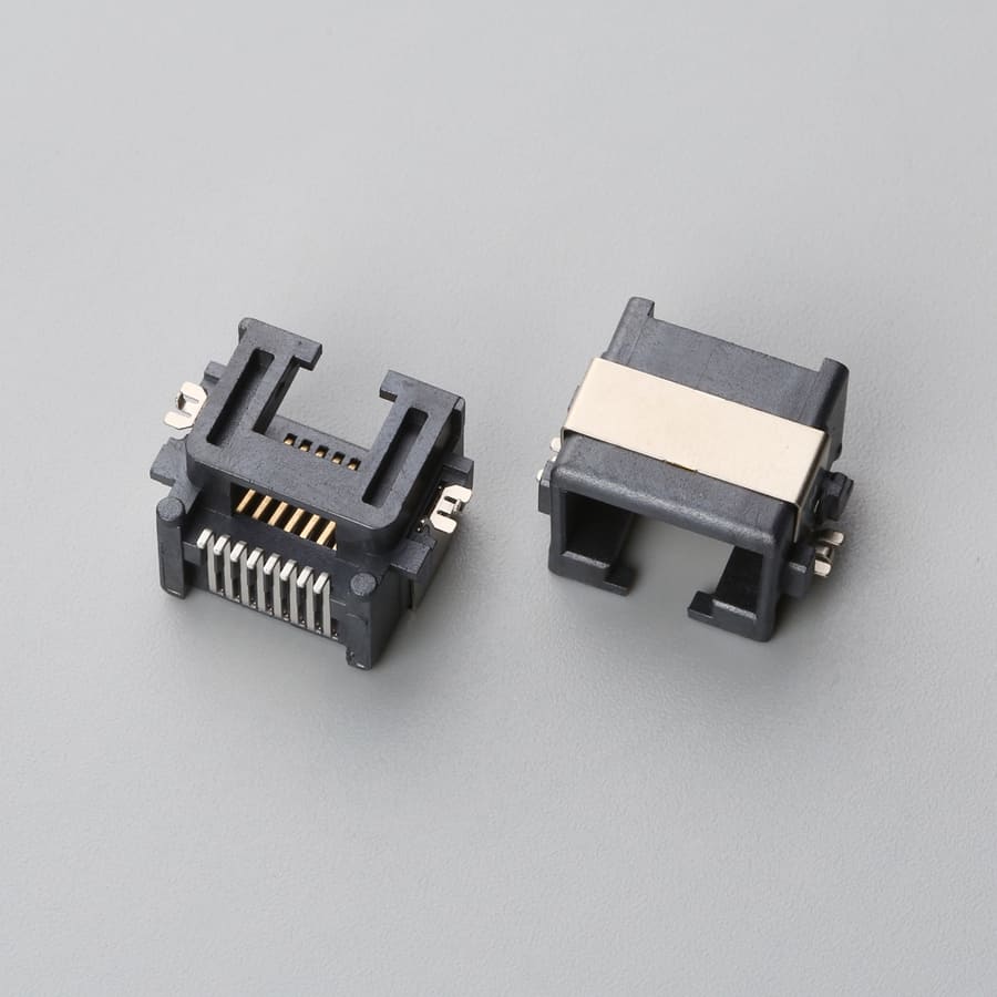 RJ45 8P8C Female Modular Jack Mid-Mount Sinking H8.60 SMT Half-Wrap | EDOM