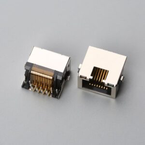 RJ45 8P8C Female Modular Jack Right Angle DIP H2.95 with LED | EDOM
