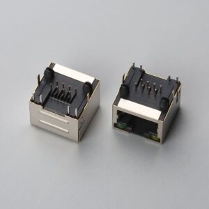 RJ45 8P8C Female Modular Jack Right Angle DIP L15.75 with LED | EDOM