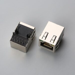 RJ45 8P8C Female Modular Jack Right Angle DIP L21.35 with LED | EDOM
