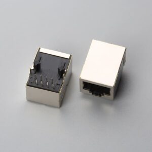 RJ45 8P8C Female Modular Jack with Transformer 100Base-TX Right Angle DIP Tab-Down L21.35 | EDOM