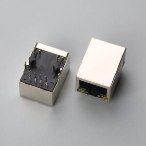 RJ45 8P8C Female Modular Jack with Transformer 100Base-TX Right Angle DIP Tab-Down with LED L21.35 | EDOM