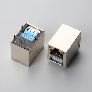 RJ45 8P8C Female with Single Port USB 3.0 Combo Jack Right Angle DIP LED | EDOM