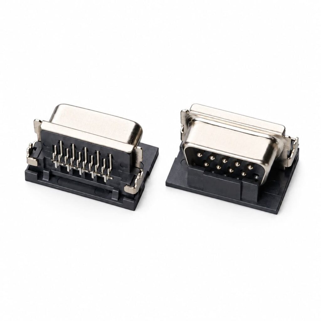 Slim D-Sub 15-Pin Female Right-Angle Mid-Mount CH=1.0mm VGA Connector | EDOM