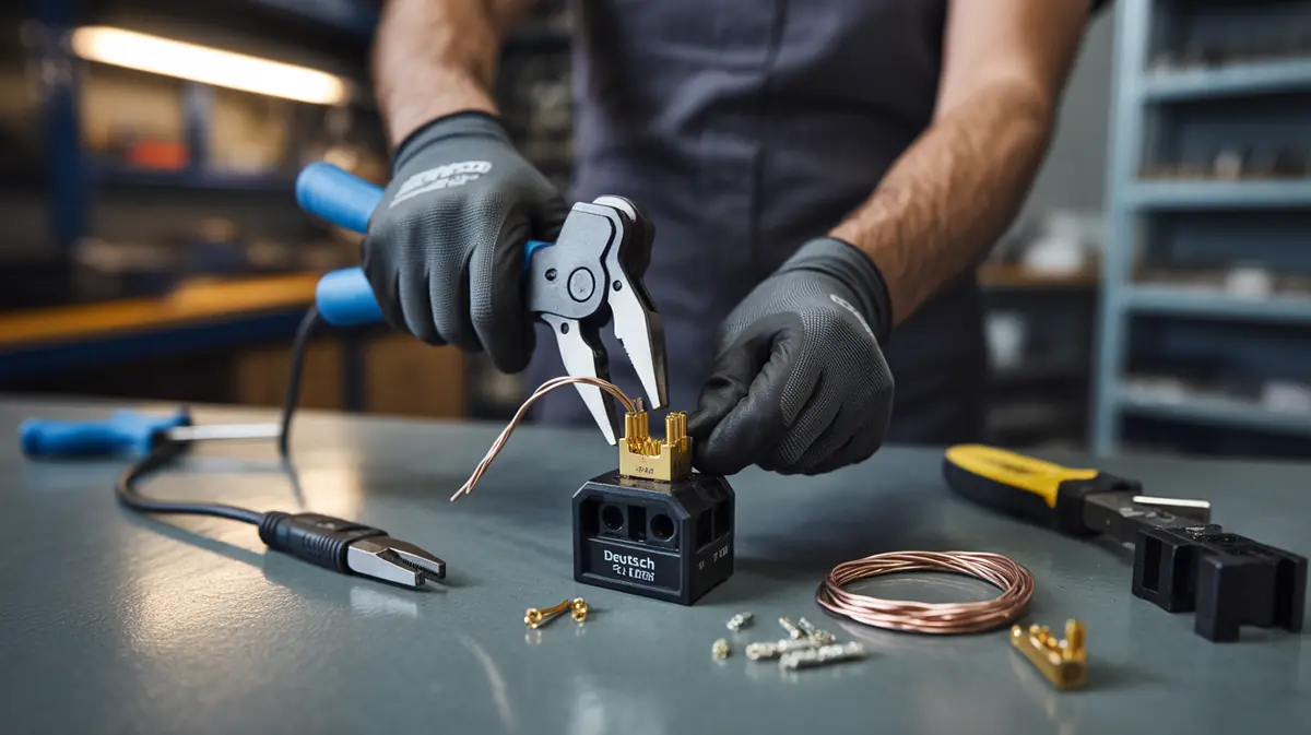Quality inspector checking a wire harness against a specification sheet