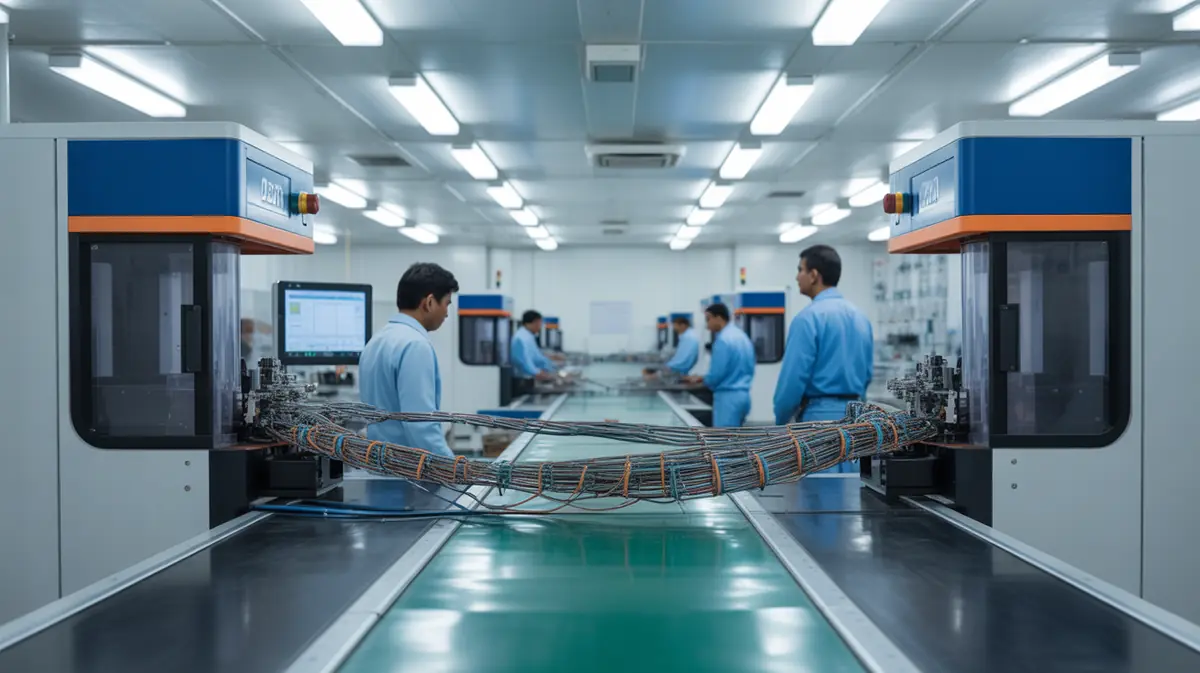 Indian wire harness assembly line with automated cutting and crimping machines