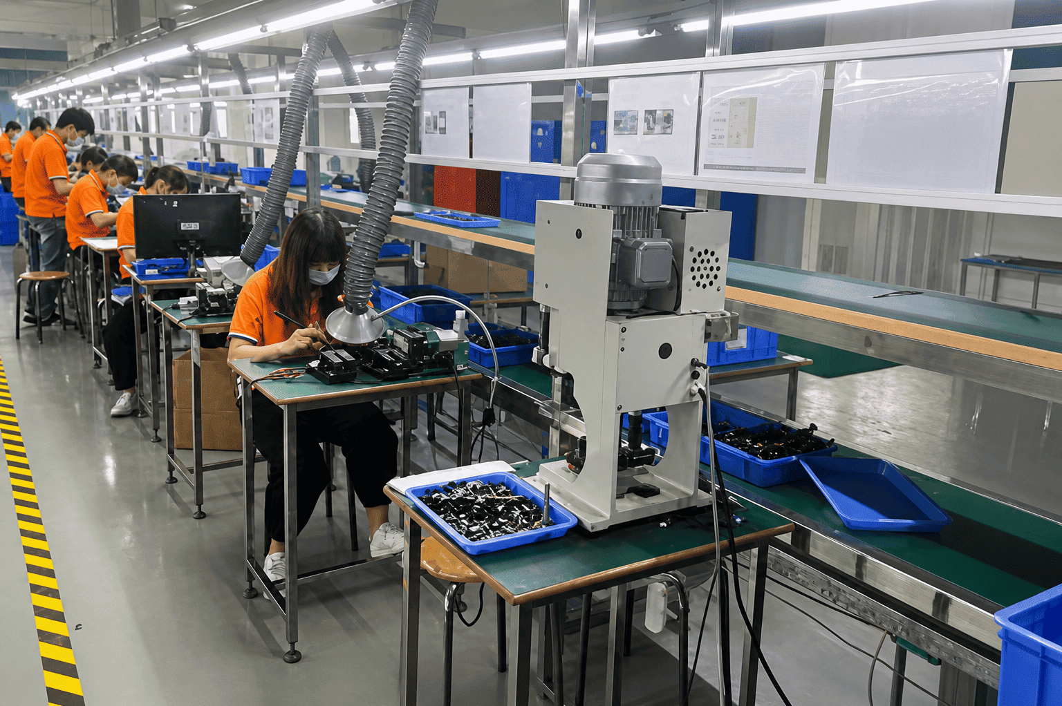 Quality inspection and testing area for HDMI fiber optic cables